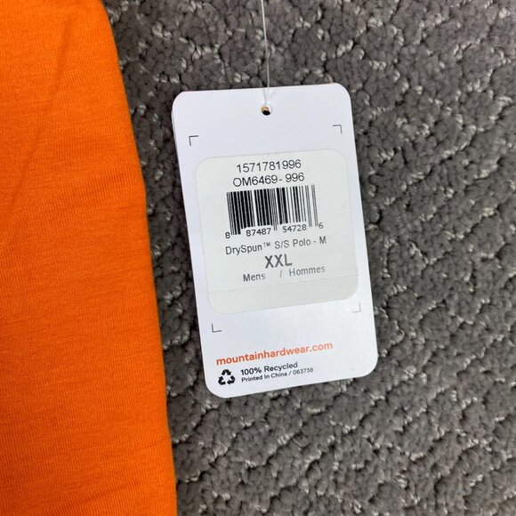 NWT Mountain Hardwear Polo Shirt Mens XXL Orange Performance Hiking Golf DrySpun - Picture 5 of 10